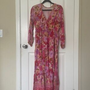 Elegant Floral Long Sleeve Maxi Dress
